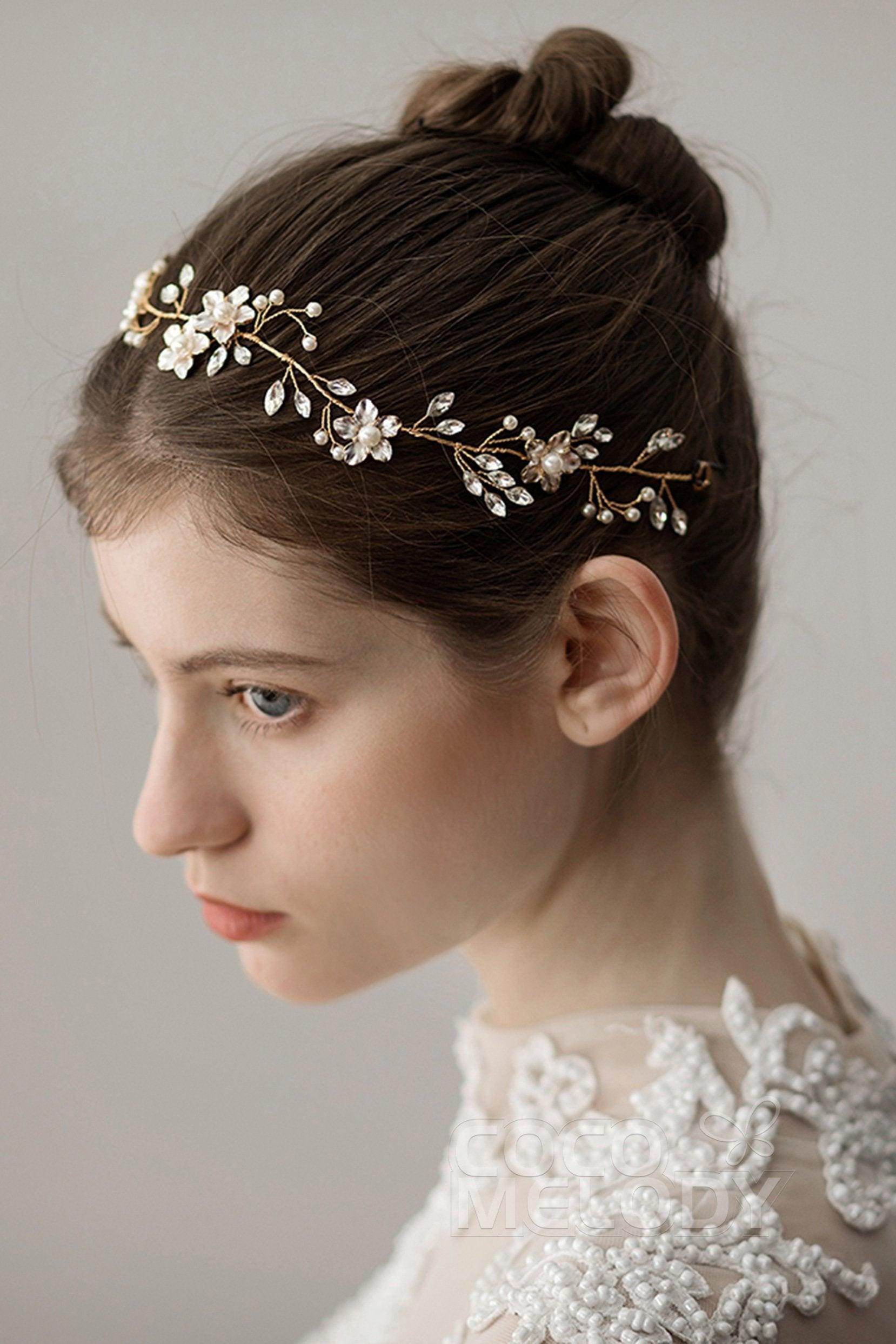 Alloy Headbands with Imitation Pearl and Crystals AH18013 - COCOMELODY