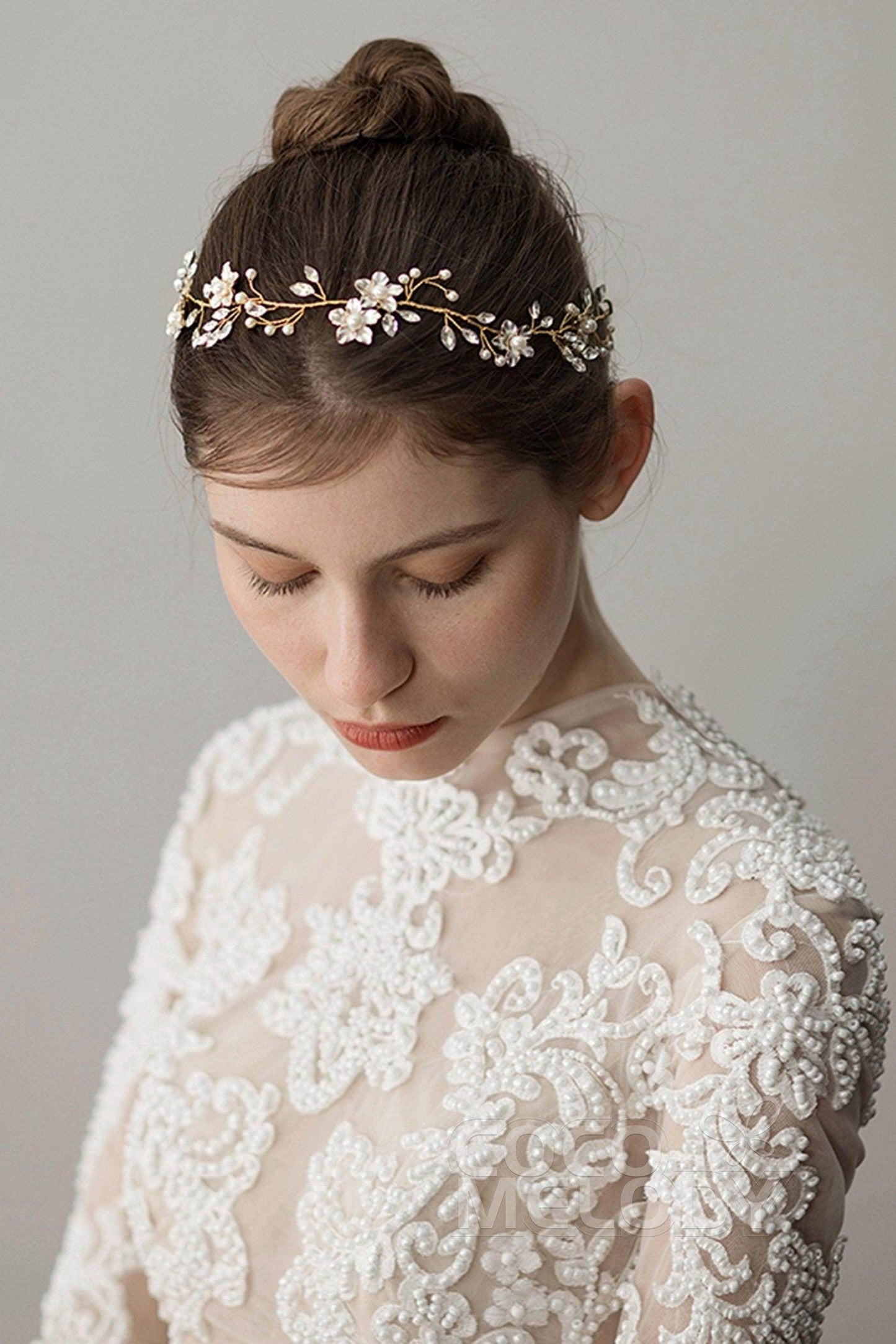 Alloy Headbands with Imitation Pearl and Crystals AH18013 - COCOMELODY