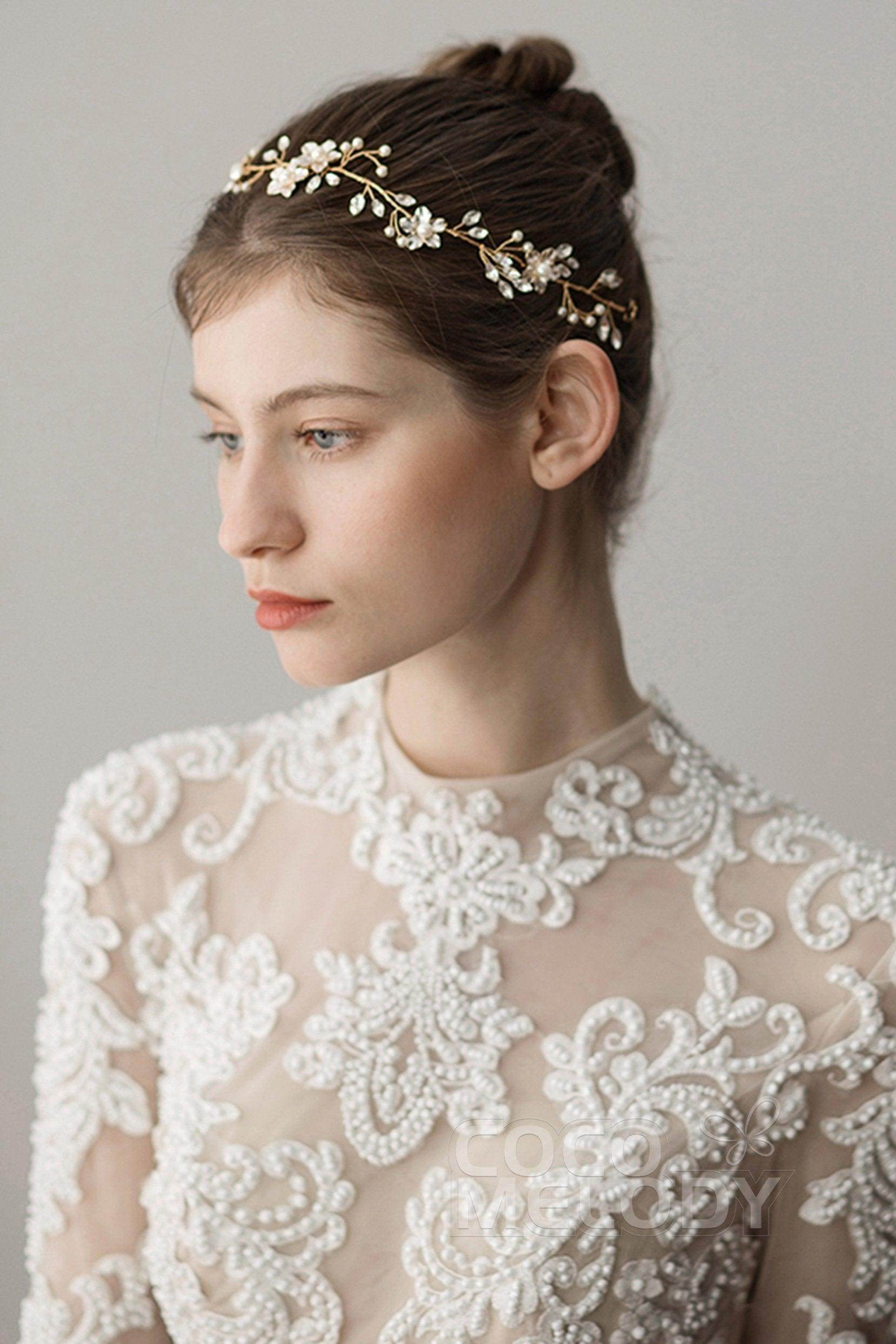 Alloy Headbands with Imitation Pearl and Crystals AH18013 - COCOMELODY