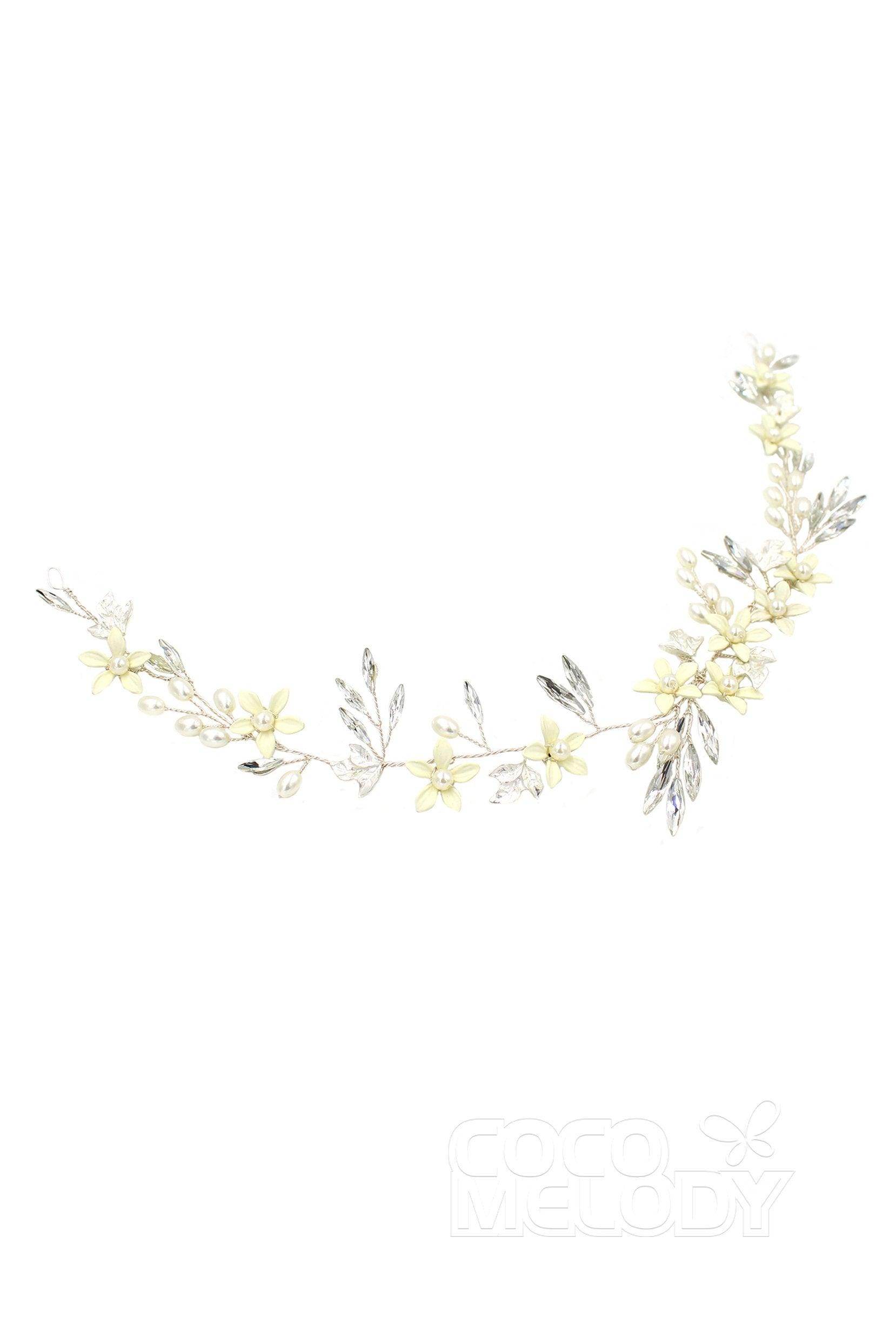 Fashion Alloy Headbands with Pearl and Crystals AH18017 - COCOMELODY