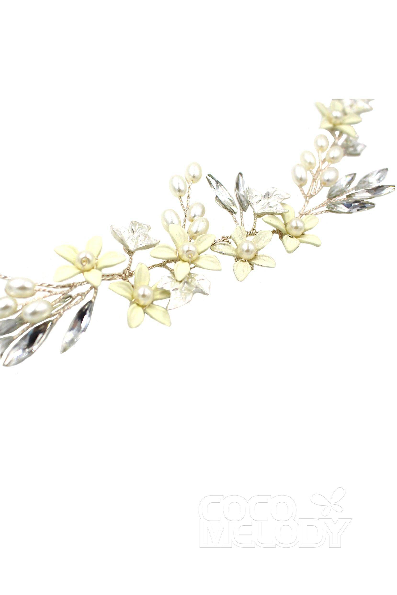 Fashion Alloy Headbands with Pearl and Crystals AH18017 - COCOMELODY