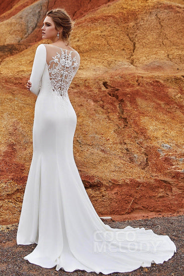 Mermaid Court Train Knitted Fabric Wedding Dress LD5817 - COCOMELODY