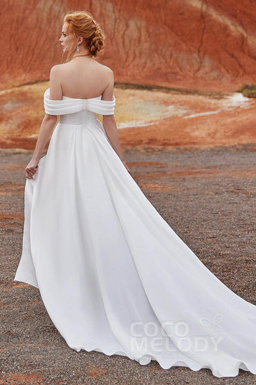A-Line Pearl yarn and Acetate satin Wedding Dress LD5800 - COCOMELODY