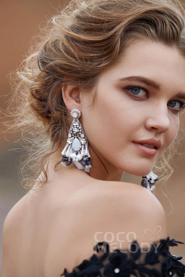 Chic Zircon Wedding Earrings with Jewel and Beading HG18016 - COCOMELODY
