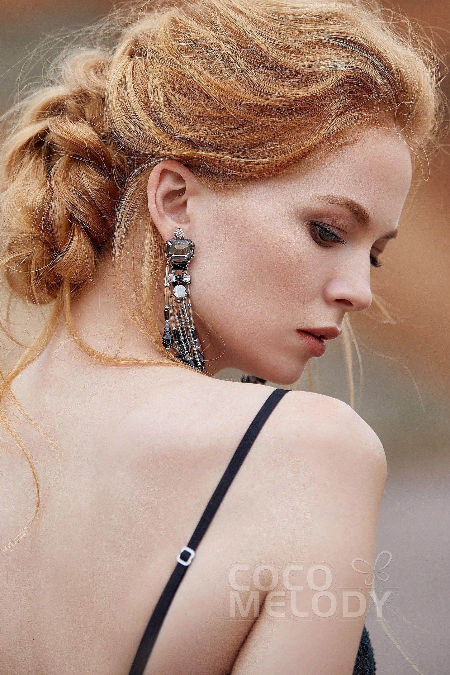 Fashion Zircon Wedding Earrings with Jewel Beading HG18019 - COCOMELODY