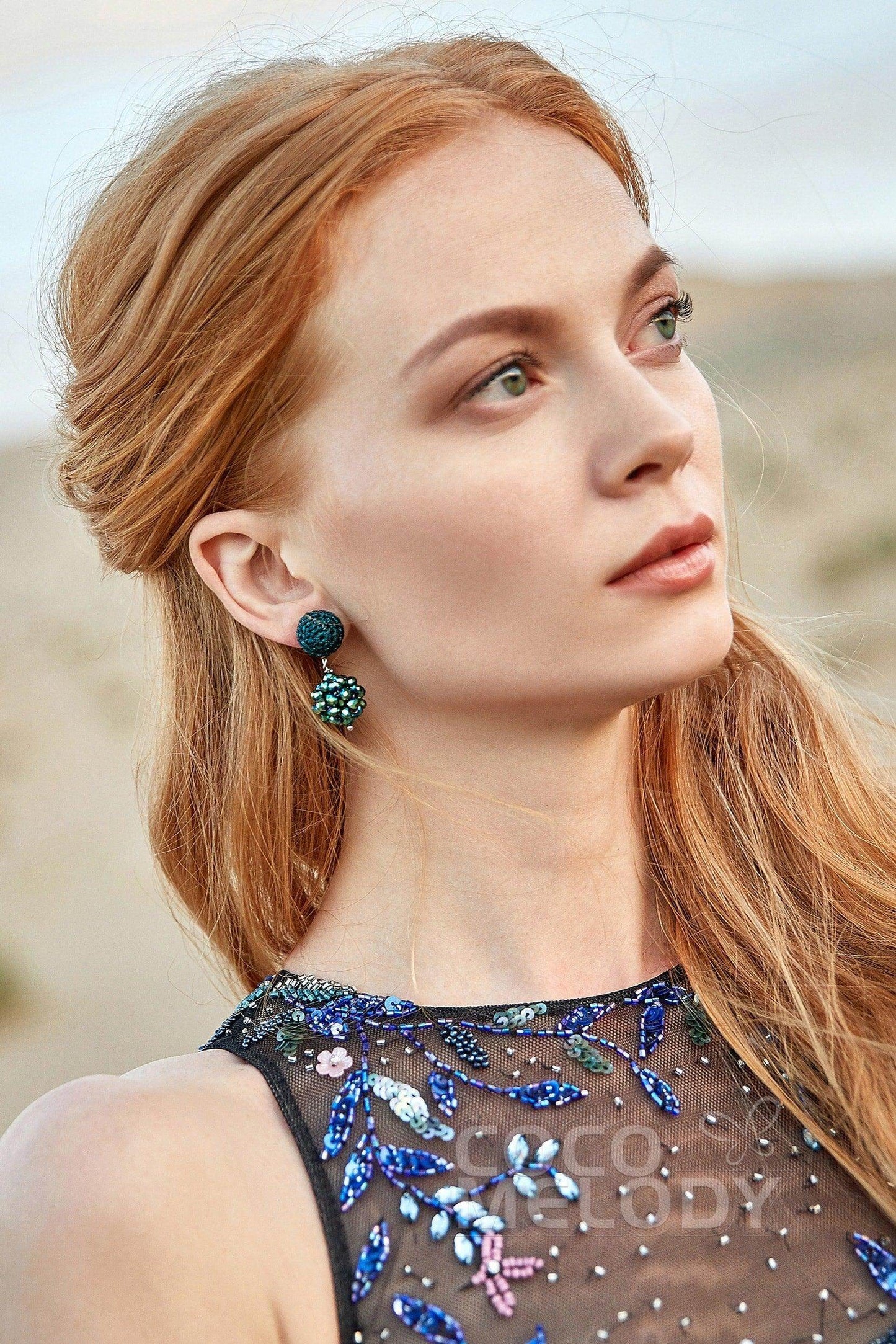 Eye-catching Crochet Wedding Earrings with Jewel HG18004 - COCOMELODY