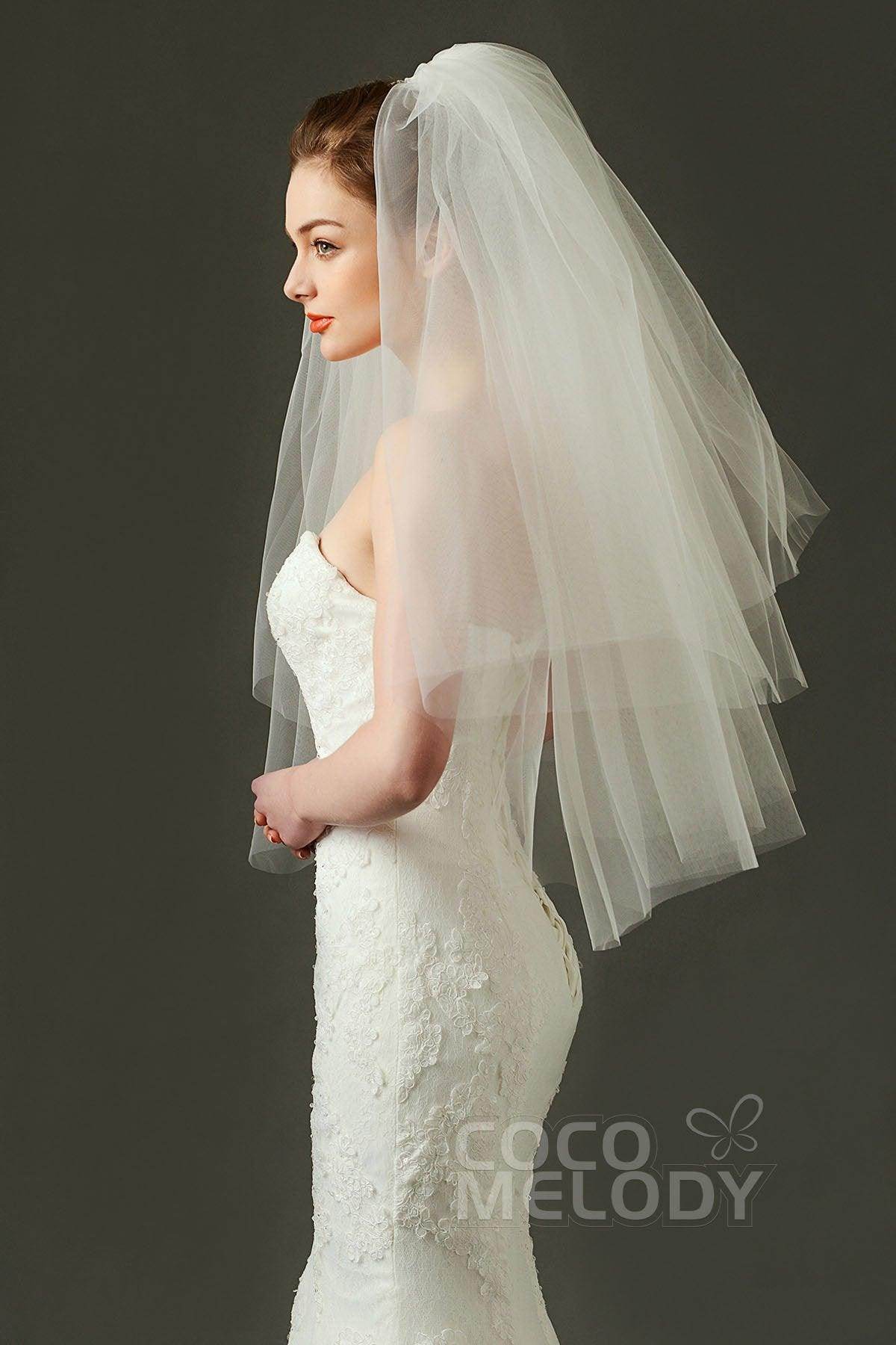 Two-tier Cut Edge Tulle Waist Veils AV160016 - COCOMELODY
