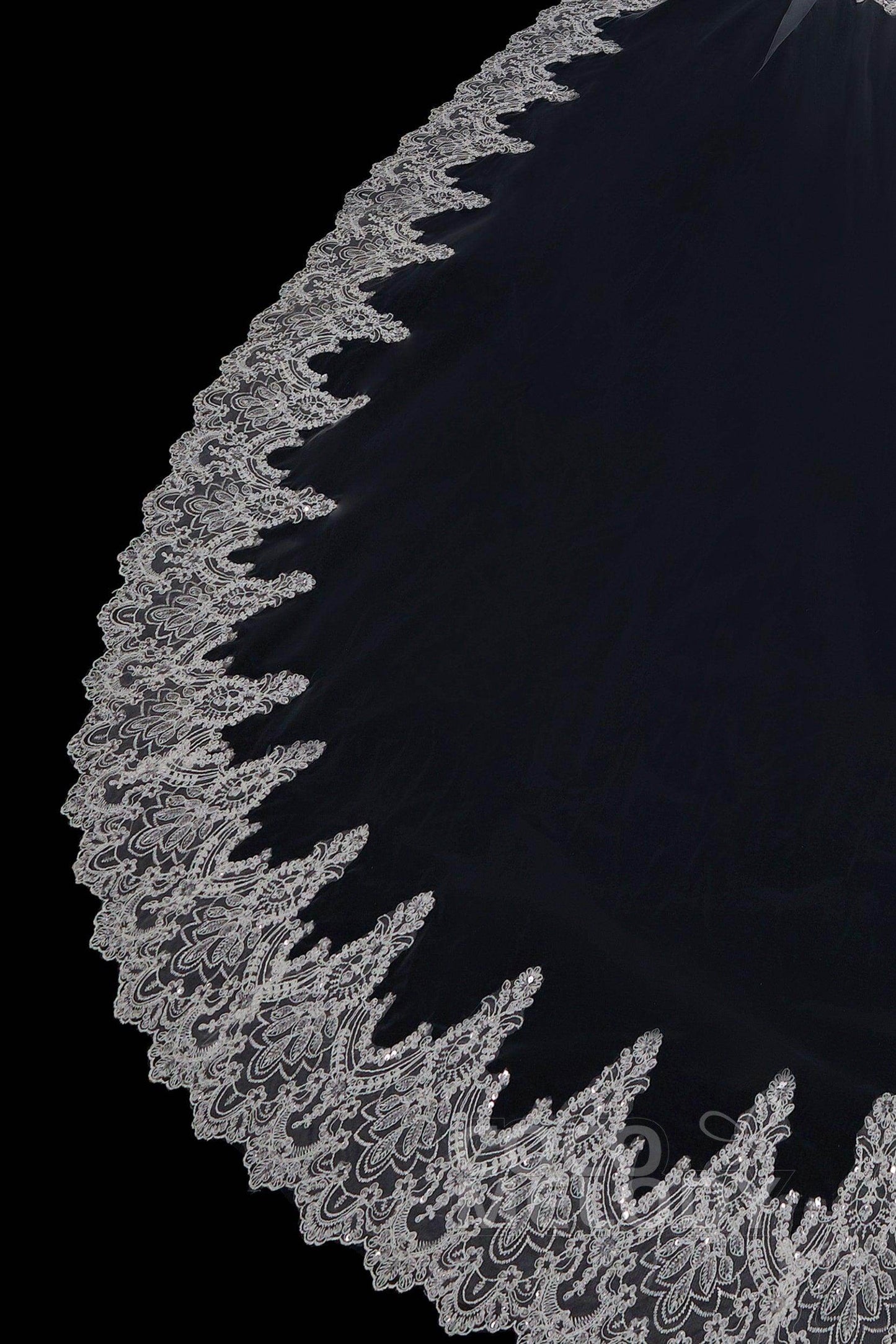 Two-tier Lace Edge Tulle Cathedral Veils Appliques AV18021 - COCOMELODY