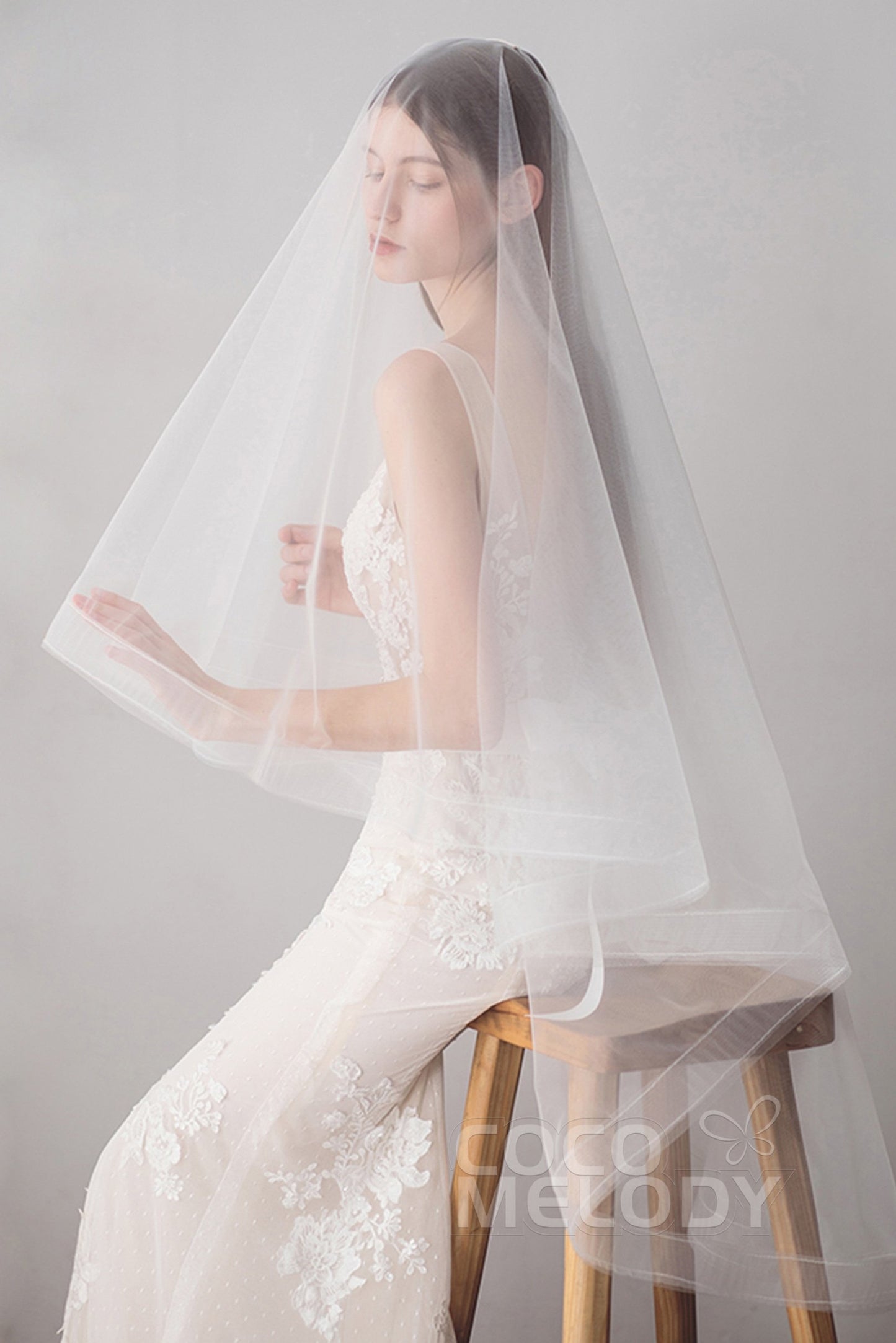 Elegant Two-tier Tulle Hip Veils AV18025