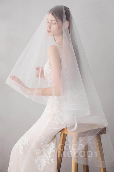 Elegant Two-tier Tulle Hip Veils AV18025 - COCOMELODY