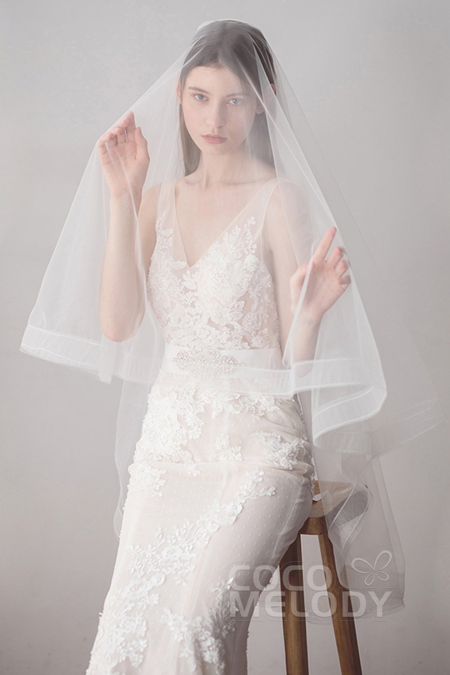 Elegant Two-tier Tulle Hip Veils AV18025