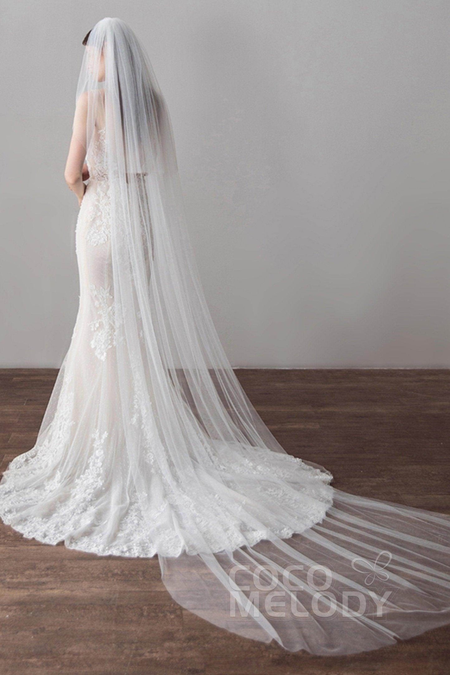 Fashion Two-tier Cut Edge Tulle Chapel Veils AV18030 - COCOMELODY