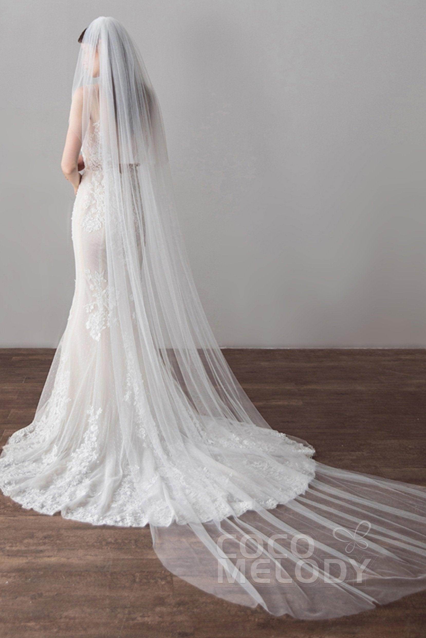 Fashion Two-tier Cut Edge Tulle Chapel Veils AV18030 - COCOMELODY