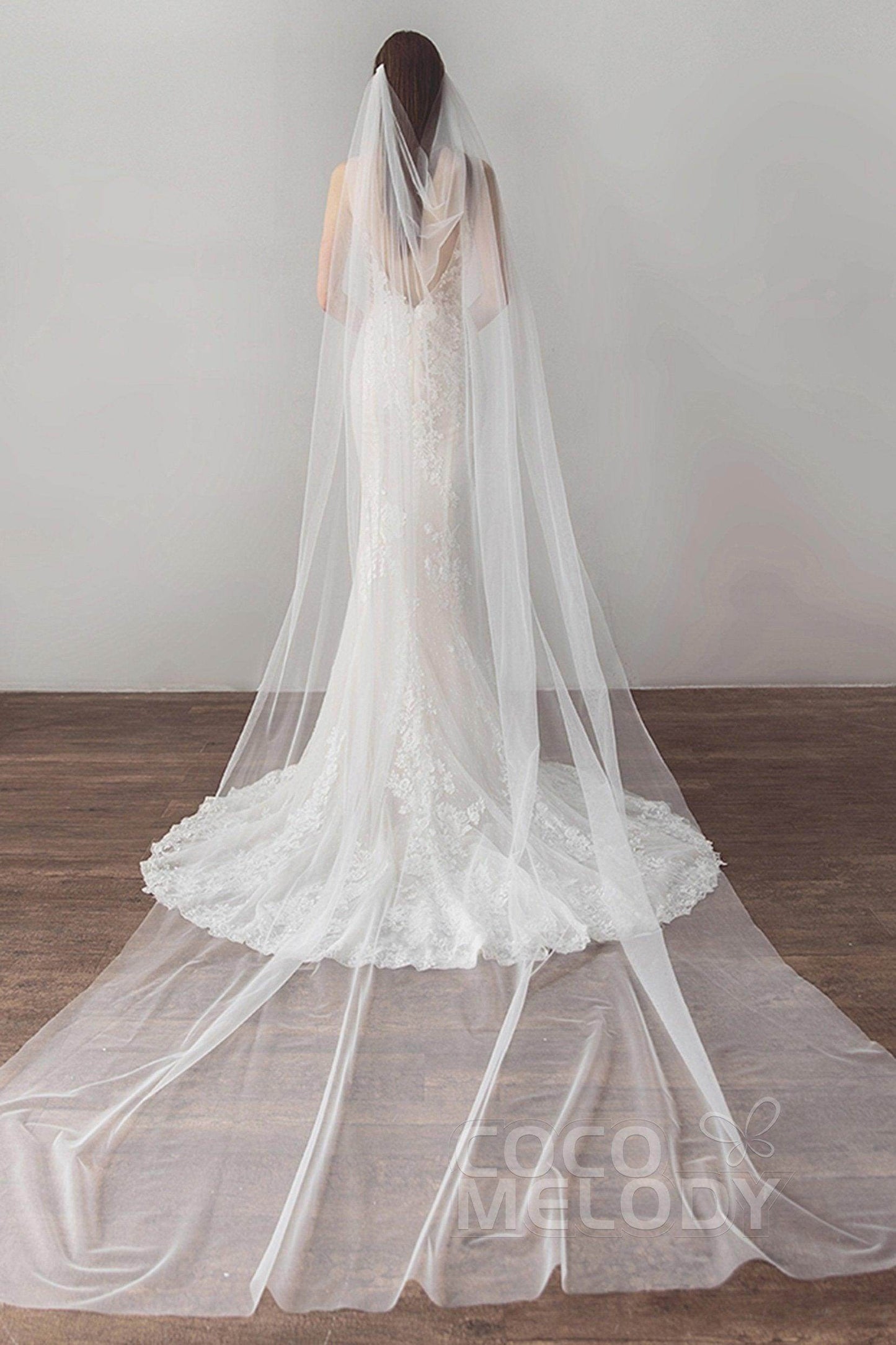 Charming One-tier Cut Edge Tulle Chapel Veils AV18036 - COCOMELODY