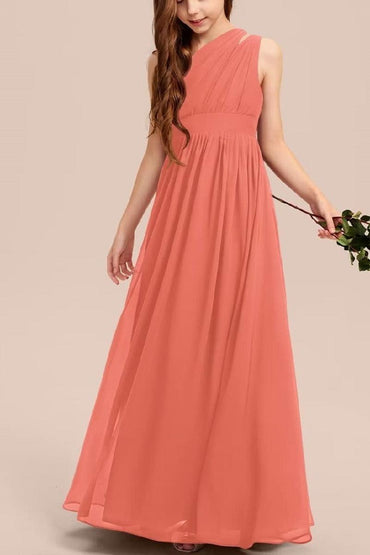 One Shoulder A-Line Junior Bridesmaid Dress B0C69DBSKL