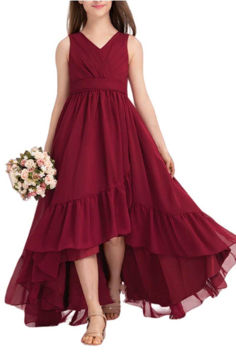 Junior Bridesmaid Dress High-Low Chiffon Gown B0CJDQ8SB2 - COCOMELODY