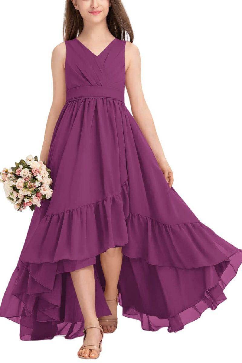 Junior Bridesmaid Dress High-Low Chiffon Gown B0CJDQ8SB2 - COCOMELODY