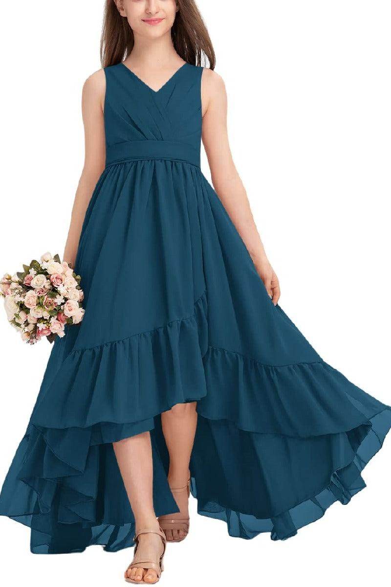 Junior Bridesmaid Dress High-Low Chiffon Gown B0CJDQ8SB2 - COCOMELODY