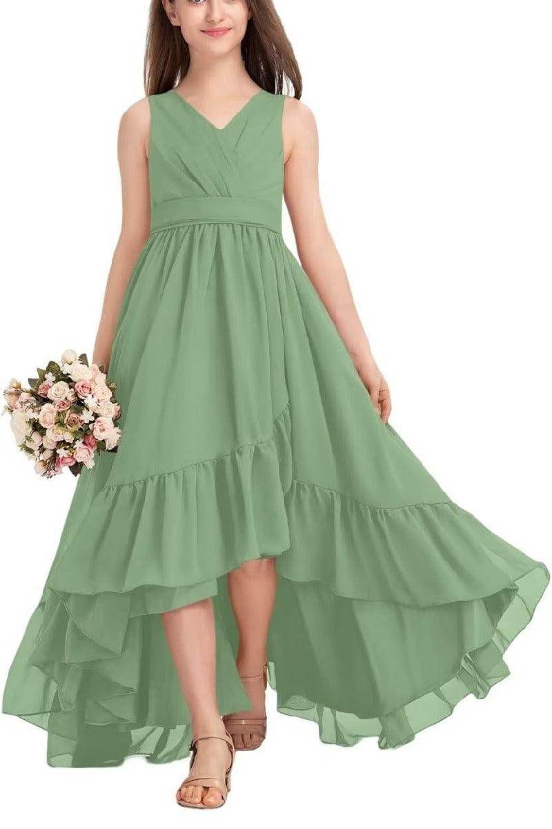 Junior Bridesmaid Dress High-Low Chiffon Gown B0CJDQ8SB2 - COCOMELODY