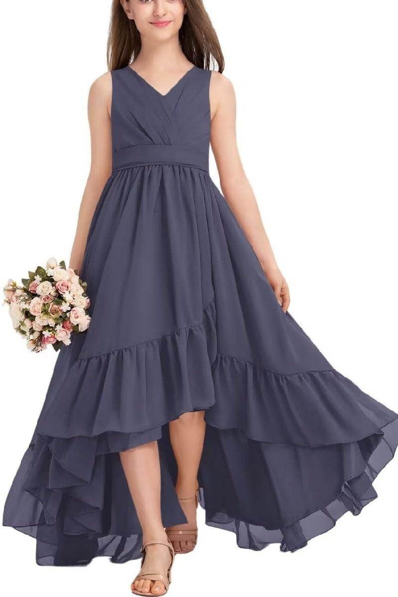 Junior Bridesmaid Dress High-Low Chiffon Gown B0CJDQ8SB2 - COCOMELODY