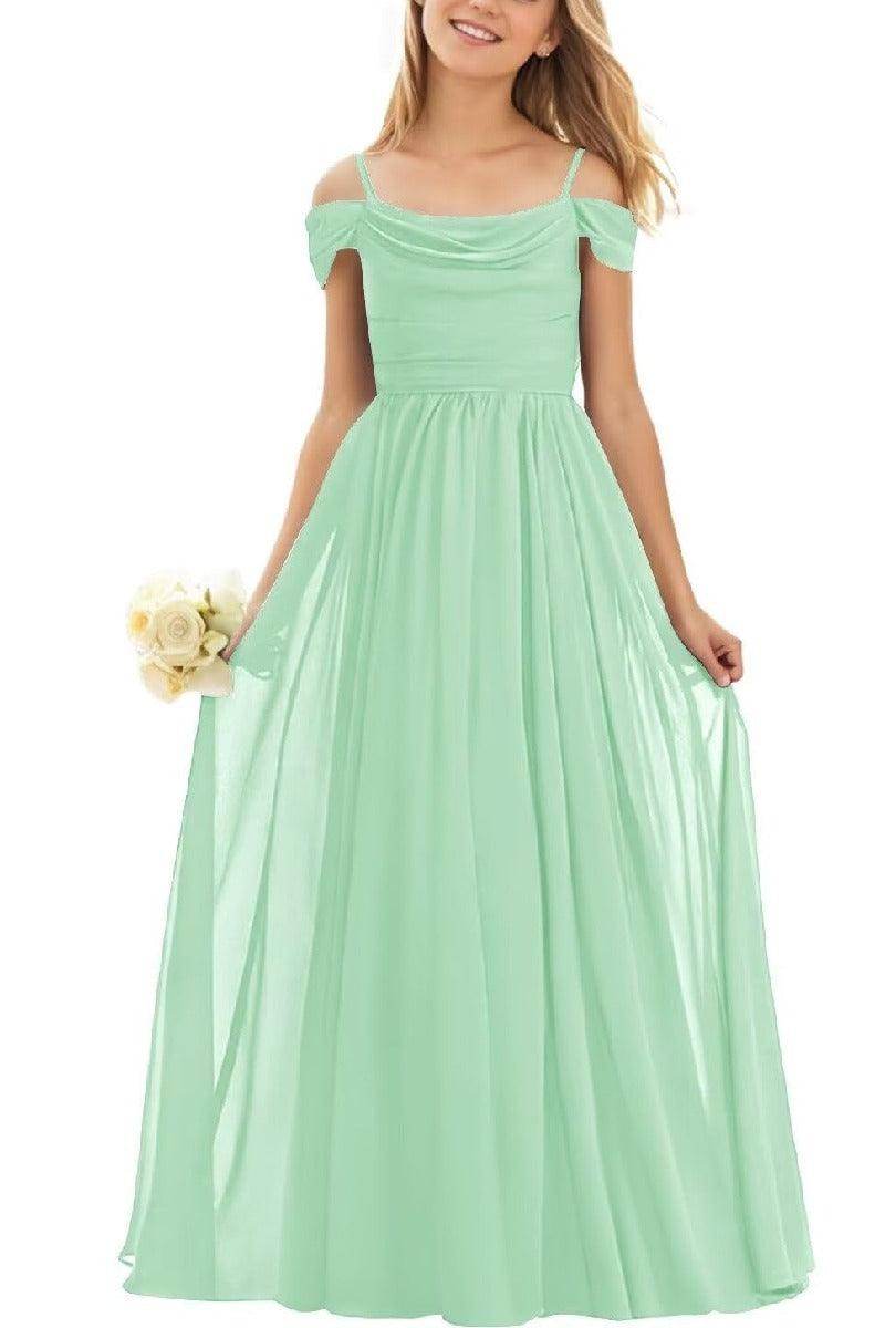 Floor Length Chiffon Junior Bridesmaid Dress B0DFVKW1HW - COCOMELODY