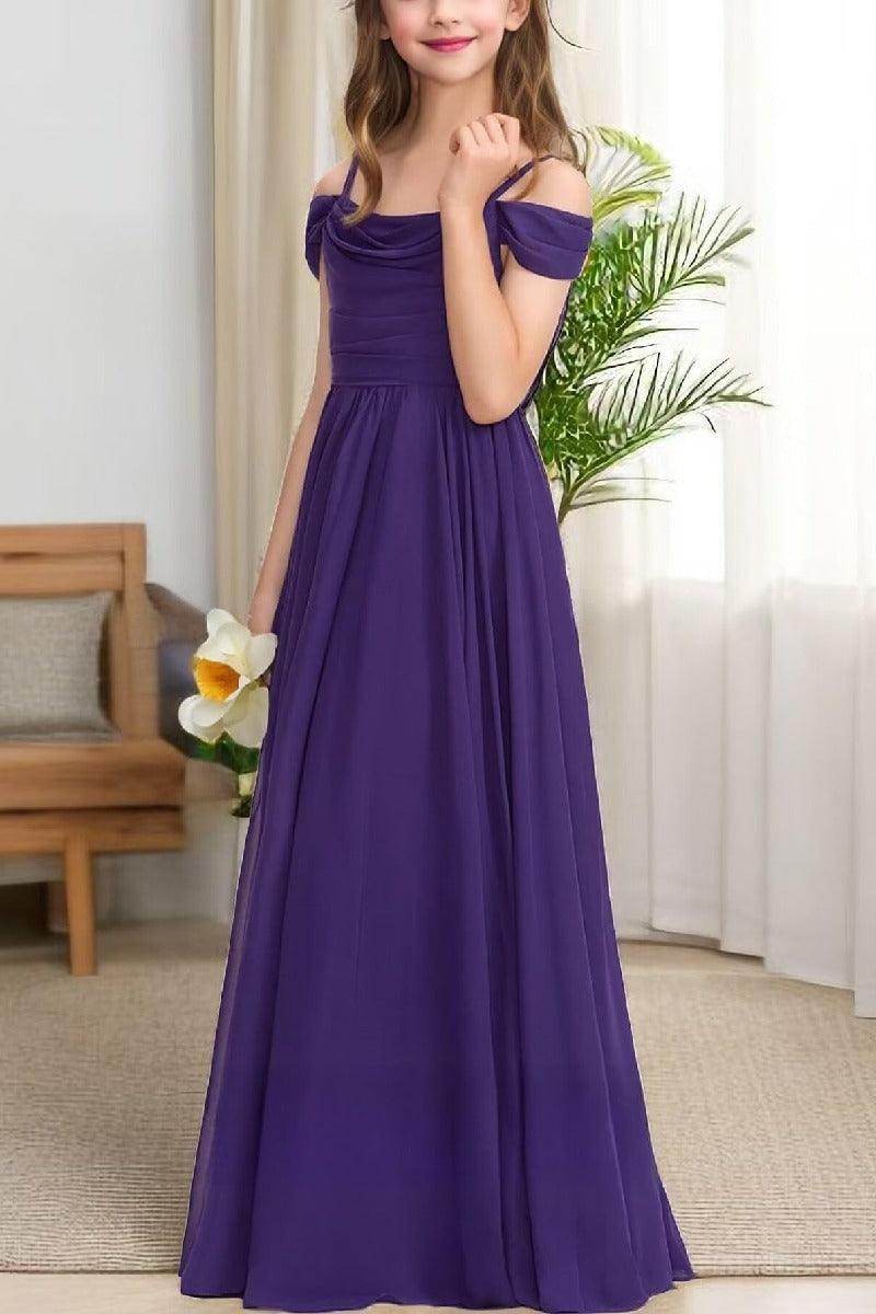 Floor Length Chiffon Junior Bridesmaid Dress B0DFVKW1HW - COCOMELODY