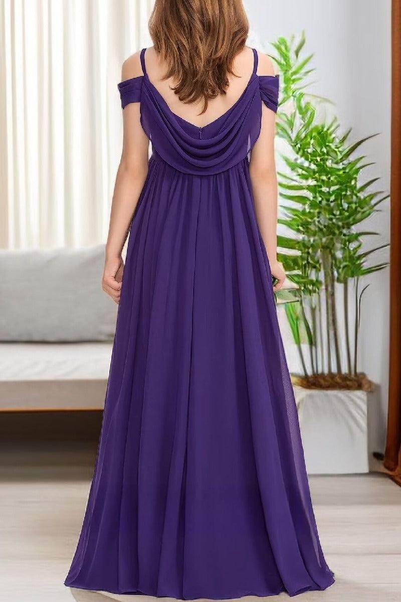 Floor Length Chiffon Junior Bridesmaid Dress B0DFVKW1HW - COCOMELODY