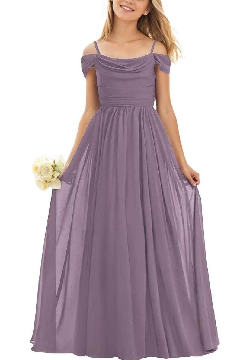 Floor Length Chiffon Junior Bridesmaid Dress B0DFVKW1HW - COCOMELODY