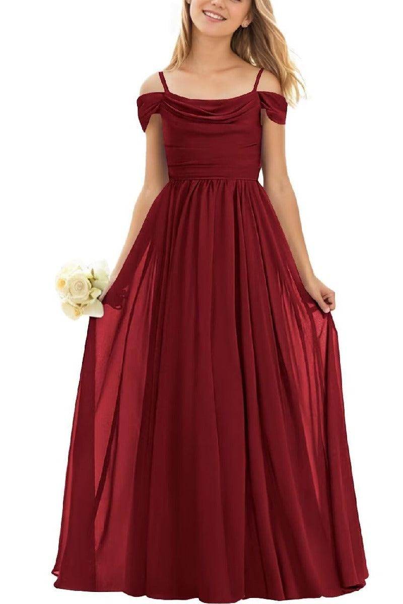 Floor Length Chiffon Junior Bridesmaid Dress B0DFVKW1HW - COCOMELODY
