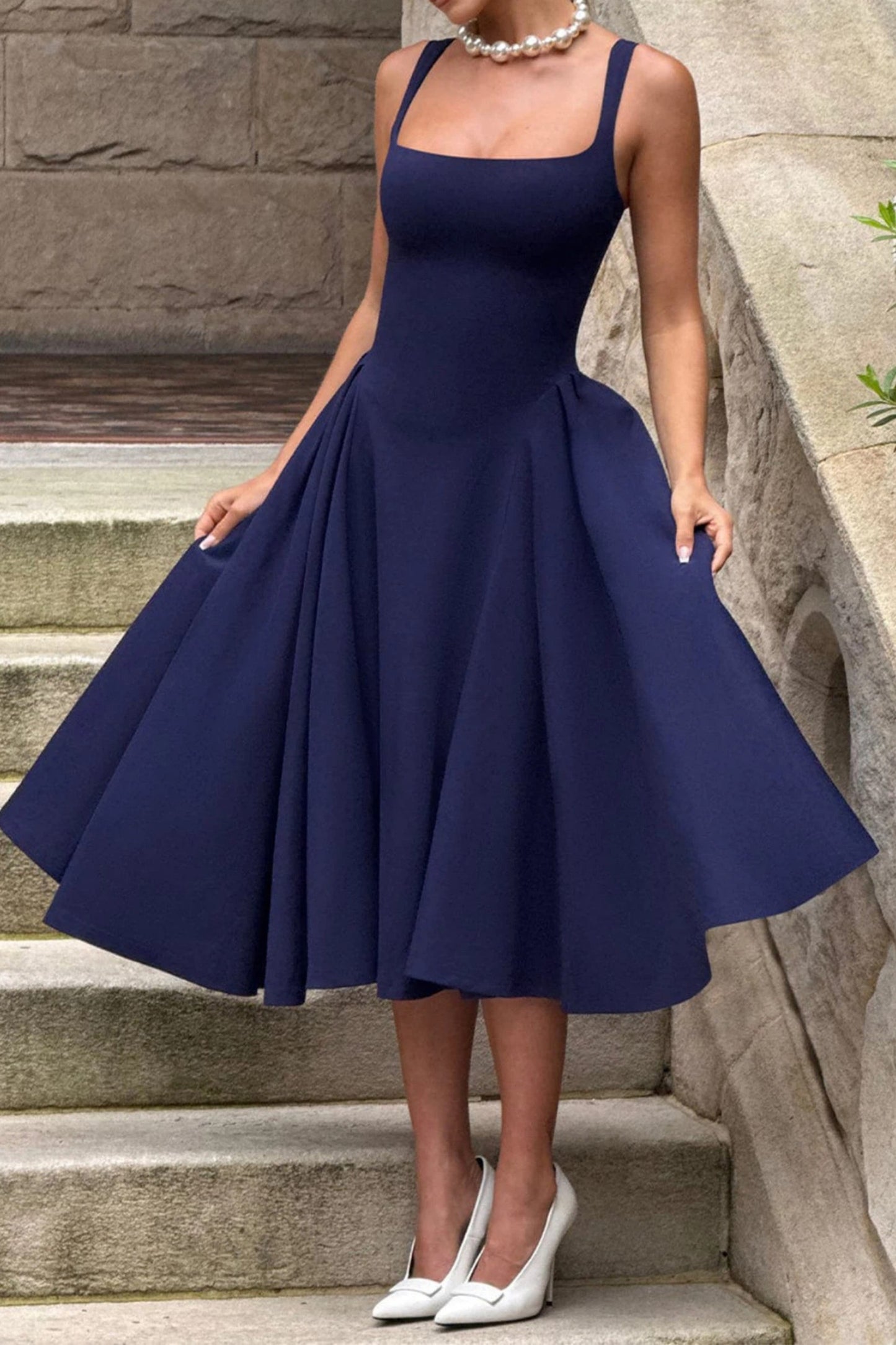 A-Line Midi Polyester Formal Wedding Guest Dresses B0F6JWWP8W