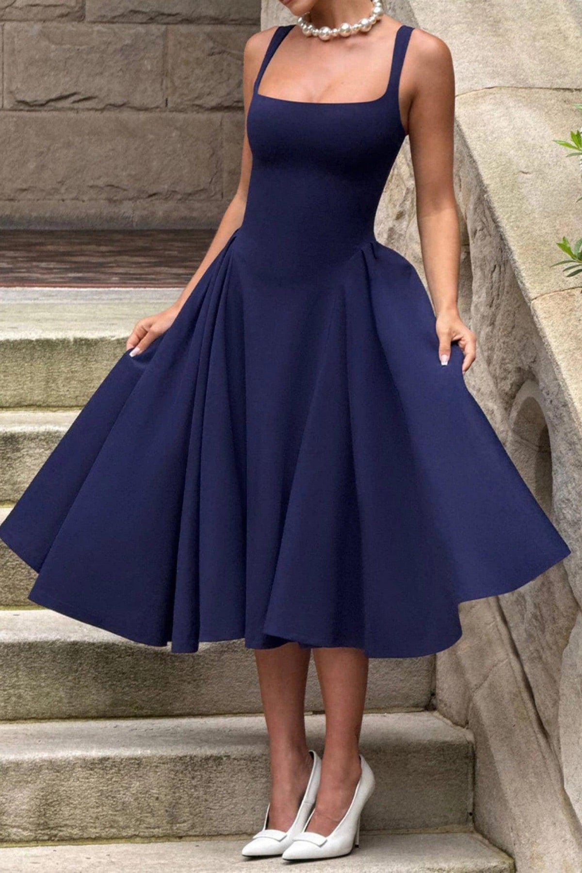 A-Line Midi Polyester Formal Wedding Guest Dresses B0F6JWWP8W - 7 Days / Fiery Red / Small - COCOMELODY
