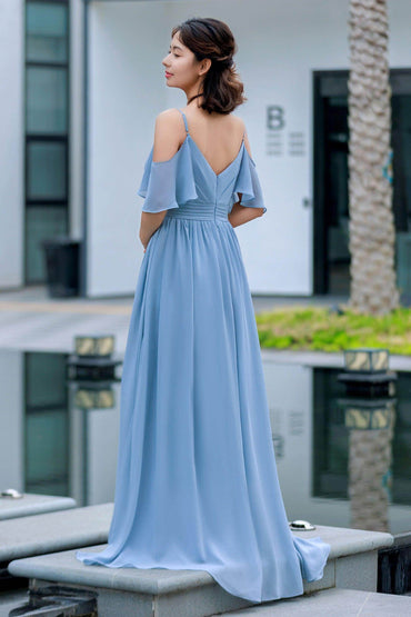 A-Line Floor Length Chiffon Bridesmaid Dress CB0710 - COCOMELODY