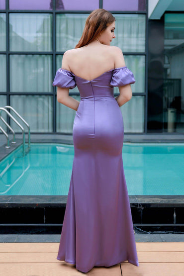 Sheath-Column Floor Length Luxe Satin Bridesmaid Dress CB0712 - COCOMELODY
