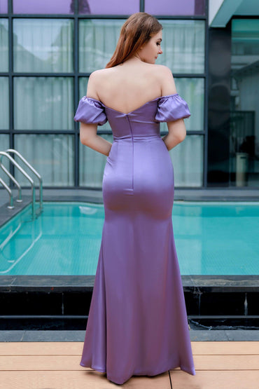 Sheath-Column Floor Length Luxe Satin Bridesmaid Dress CB0712