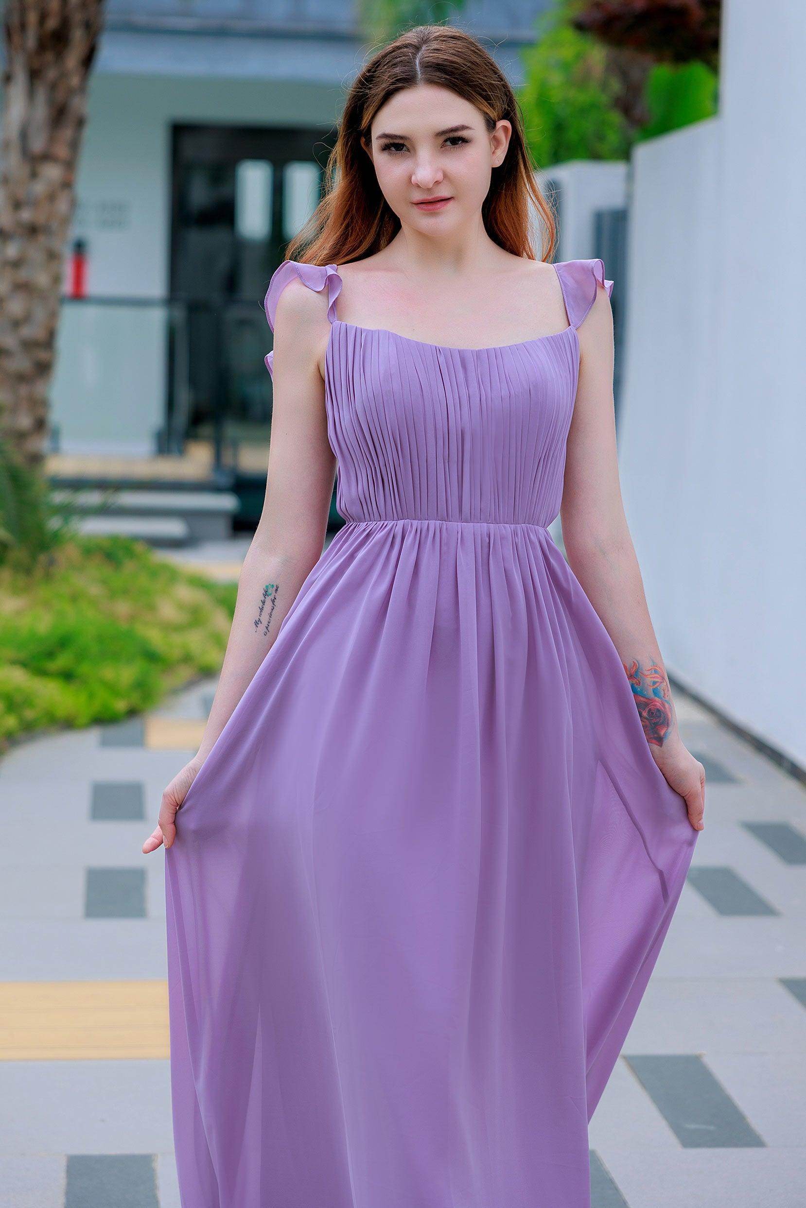 A-Line Floor Length Chiffon Bridesmaid Dress CB0714 - COCOMELODY