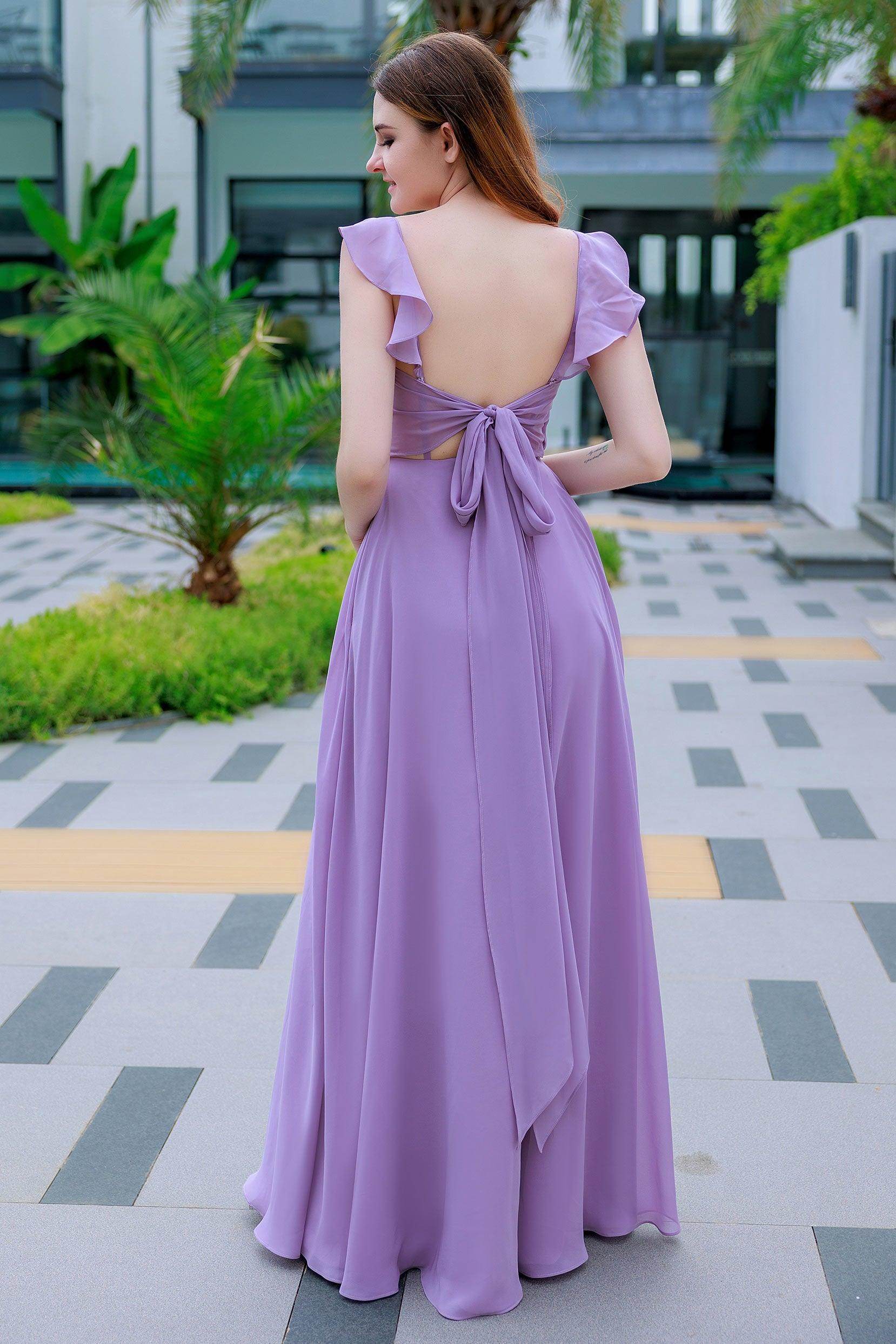A-Line Floor Length Chiffon Bridesmaid Dress CB0714 - COCOMELODY