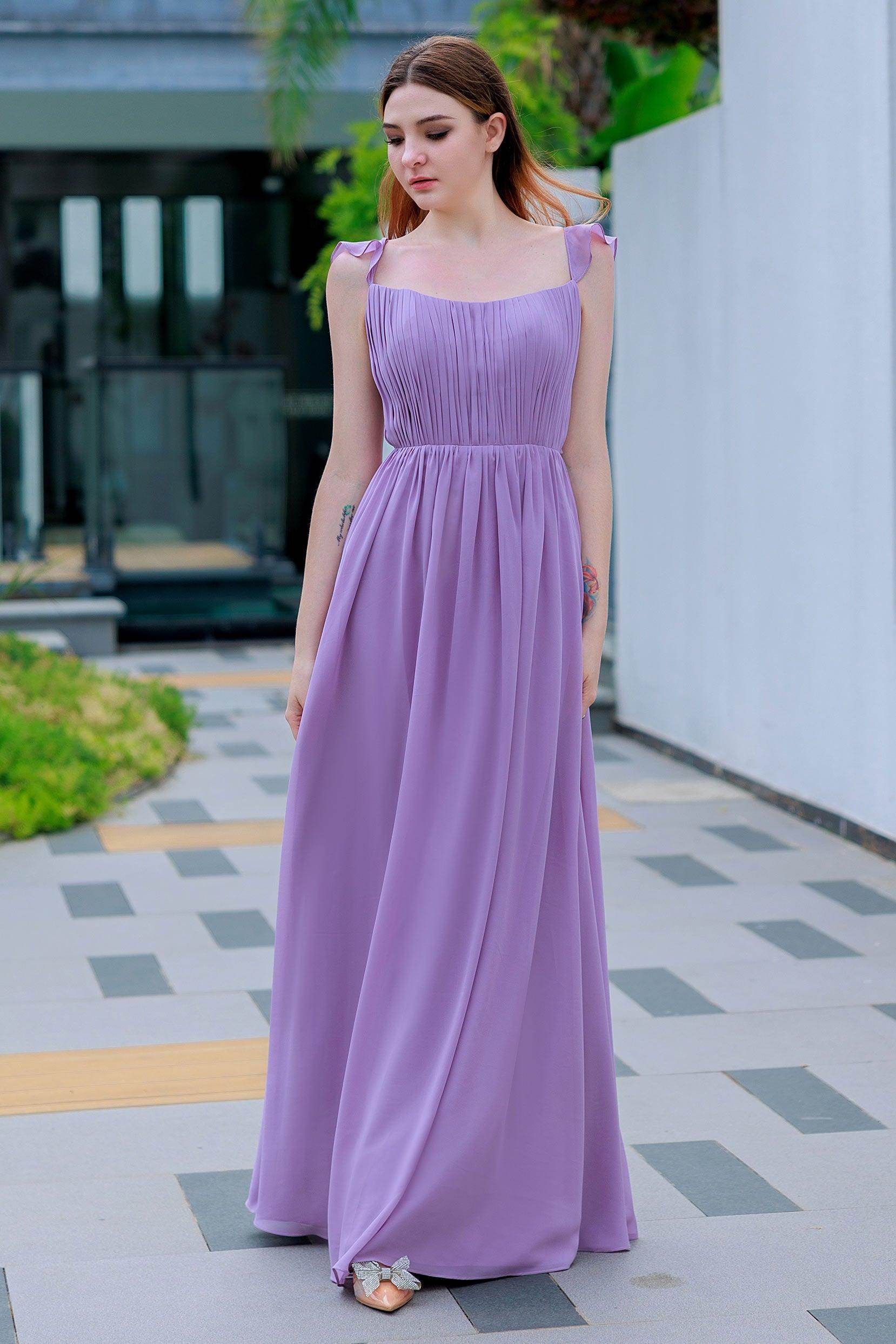 A-Line Floor Length Chiffon Bridesmaid Dress CB0714 - COCOMELODY