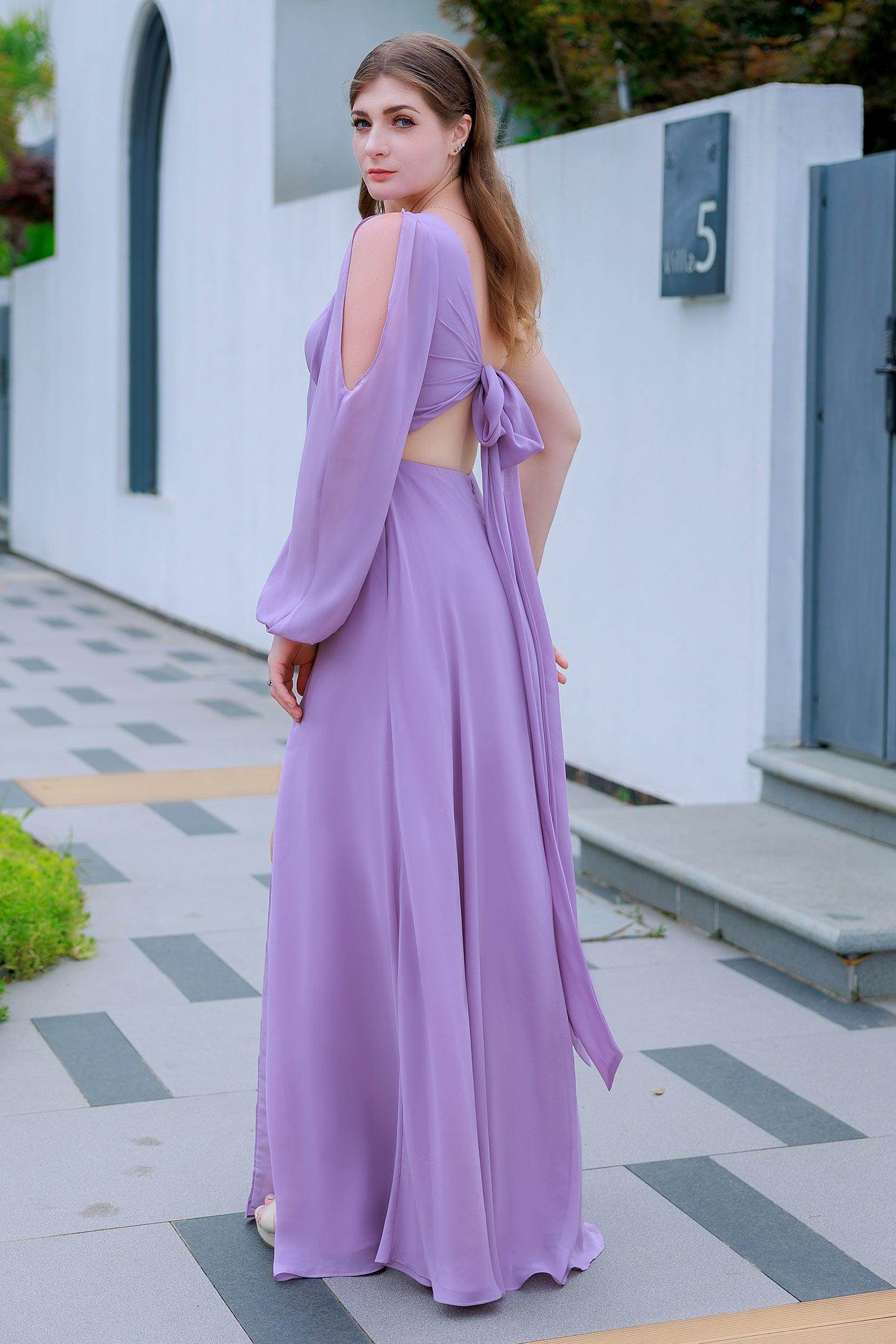 A-Line Floor Length Chiffon Bridesmaid Dress CB0715 - COCOMELODY