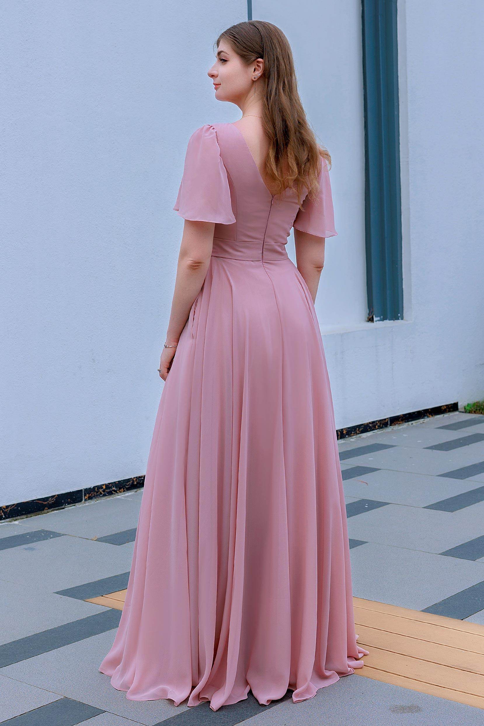 A-Line Floor Length Chiffon Bridesmaid Dress CB0719 - COCOMELODY