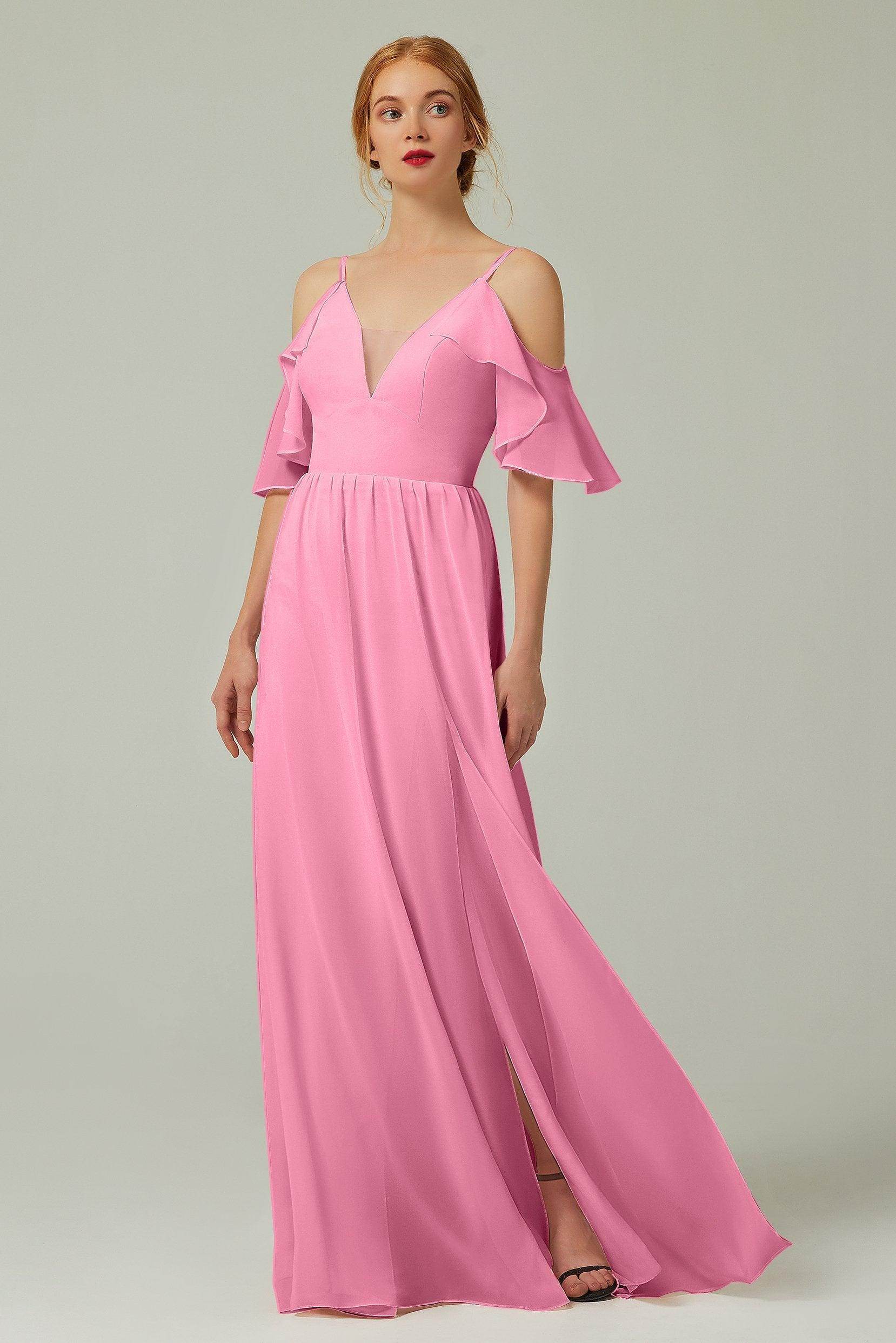 A-Line Floor Length Chiffon Bridesmaid Dress CB0236 - COCOMELODY