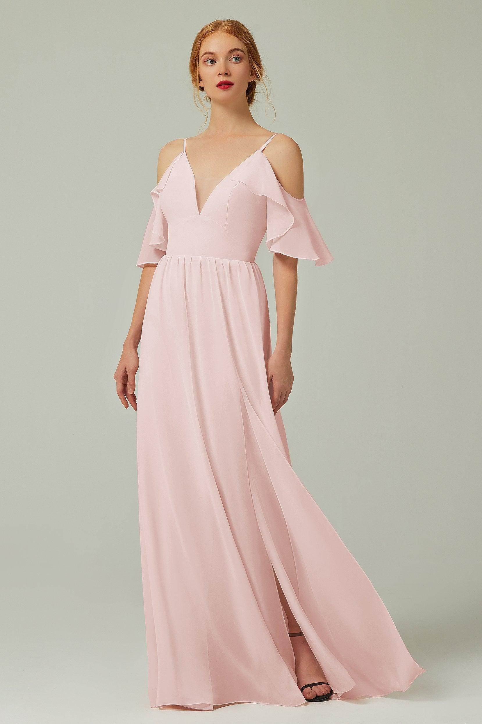 A-Line Floor Length Chiffon Bridesmaid Dress CB0236 - COCOMELODY
