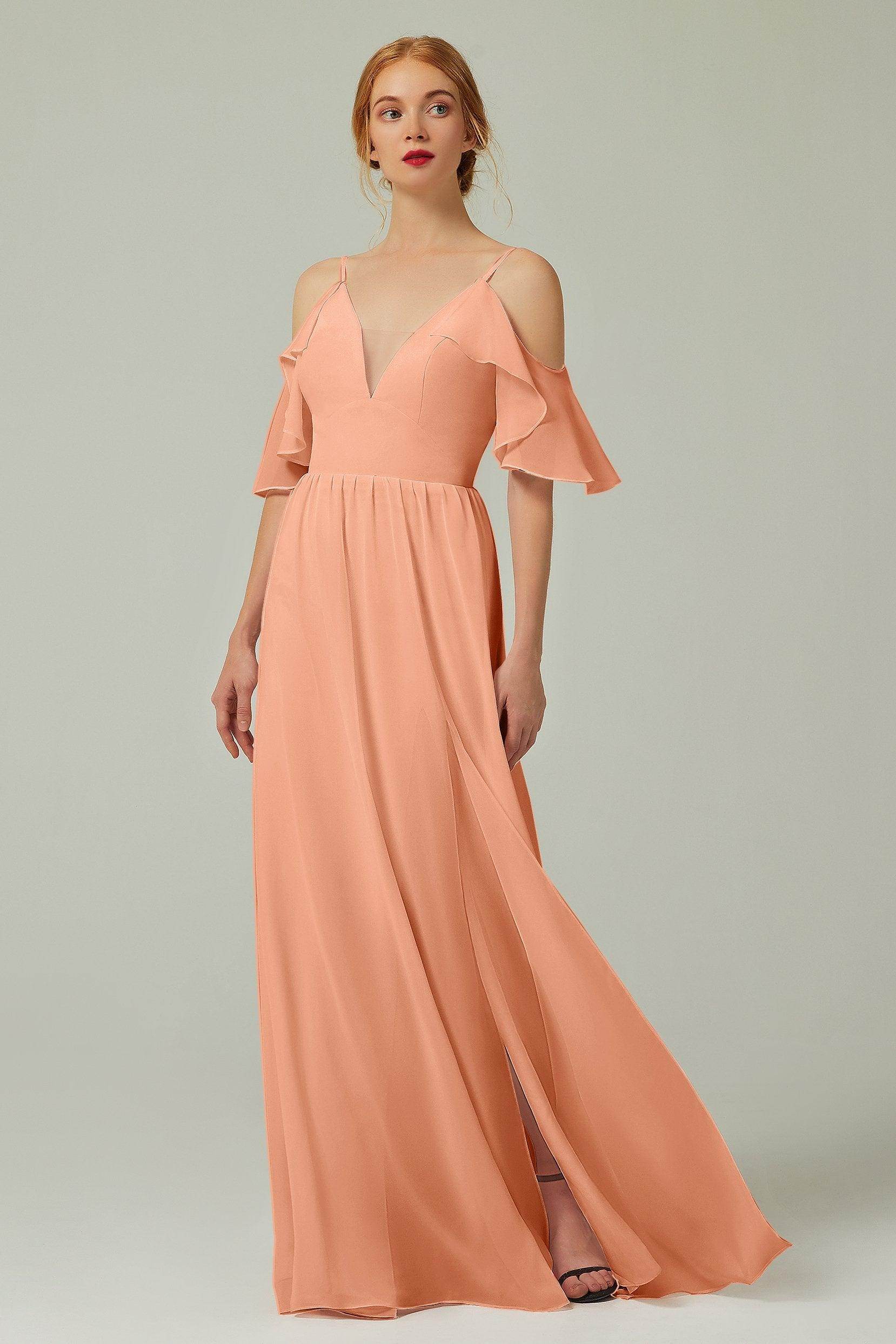 A-Line Floor Length Chiffon Bridesmaid Dress CB0236 - COCOMELODY