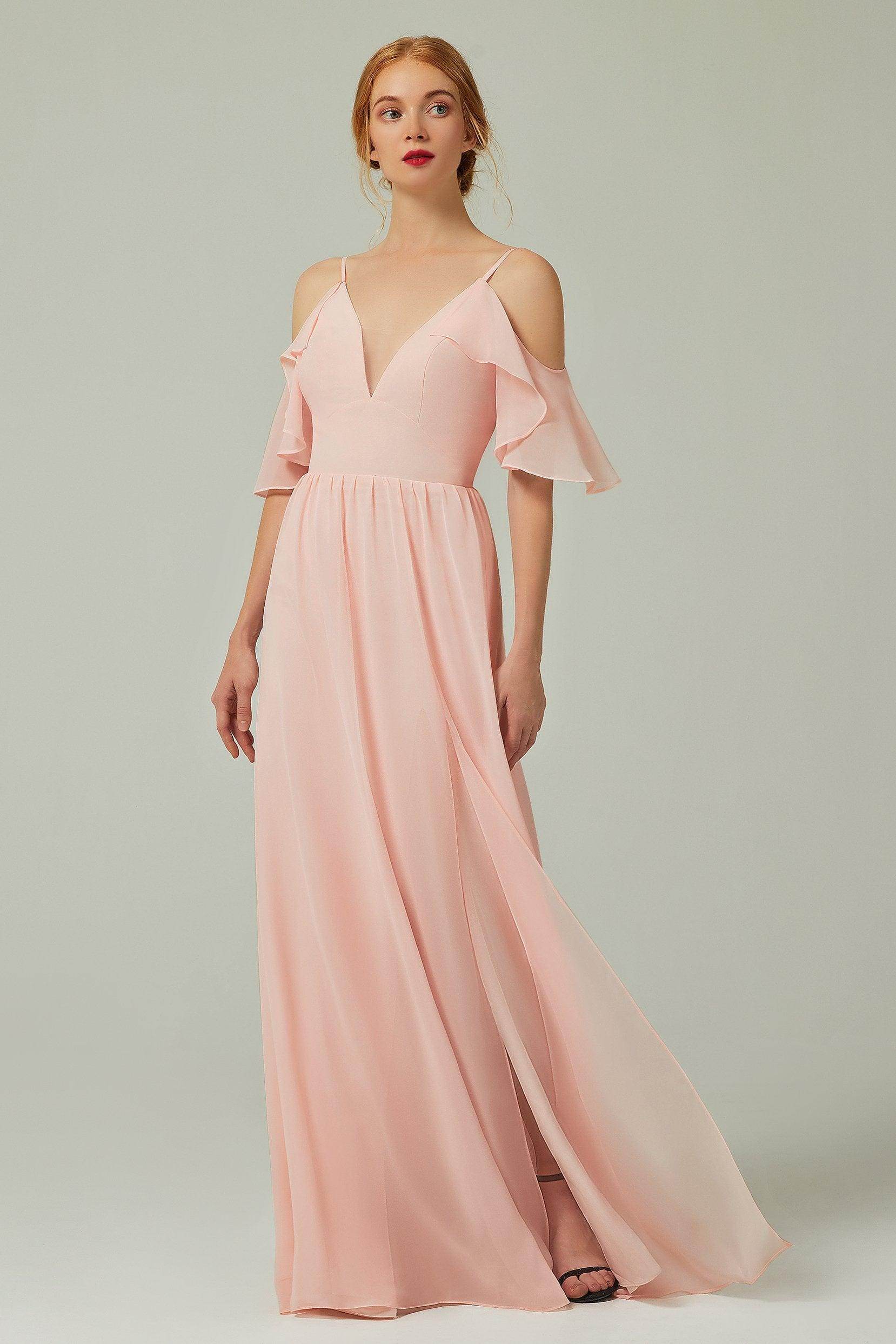 A-Line Floor Length Chiffon Bridesmaid Dress CB0236 - COCOMELODY