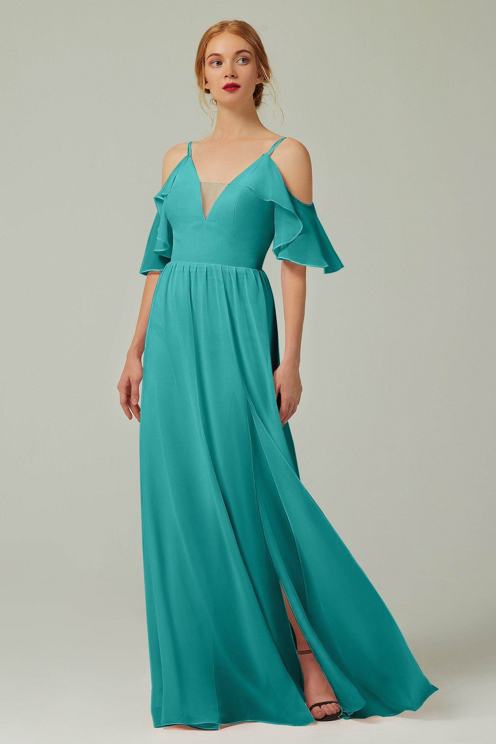 A-Line Floor Length Chiffon Bridesmaid Dress CB0236 - COCOMELODY