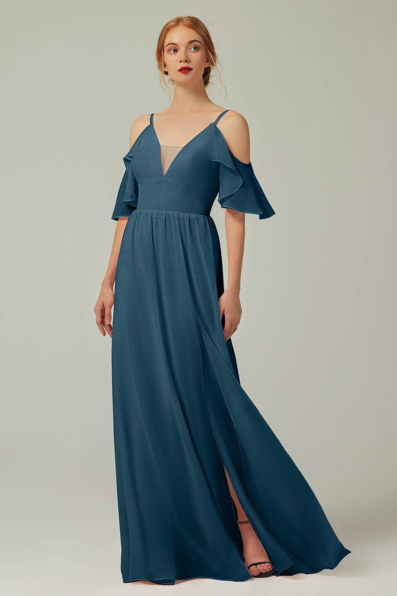 A-Line Floor Length Chiffon Bridesmaid Dress CB0236 - COCOMELODY