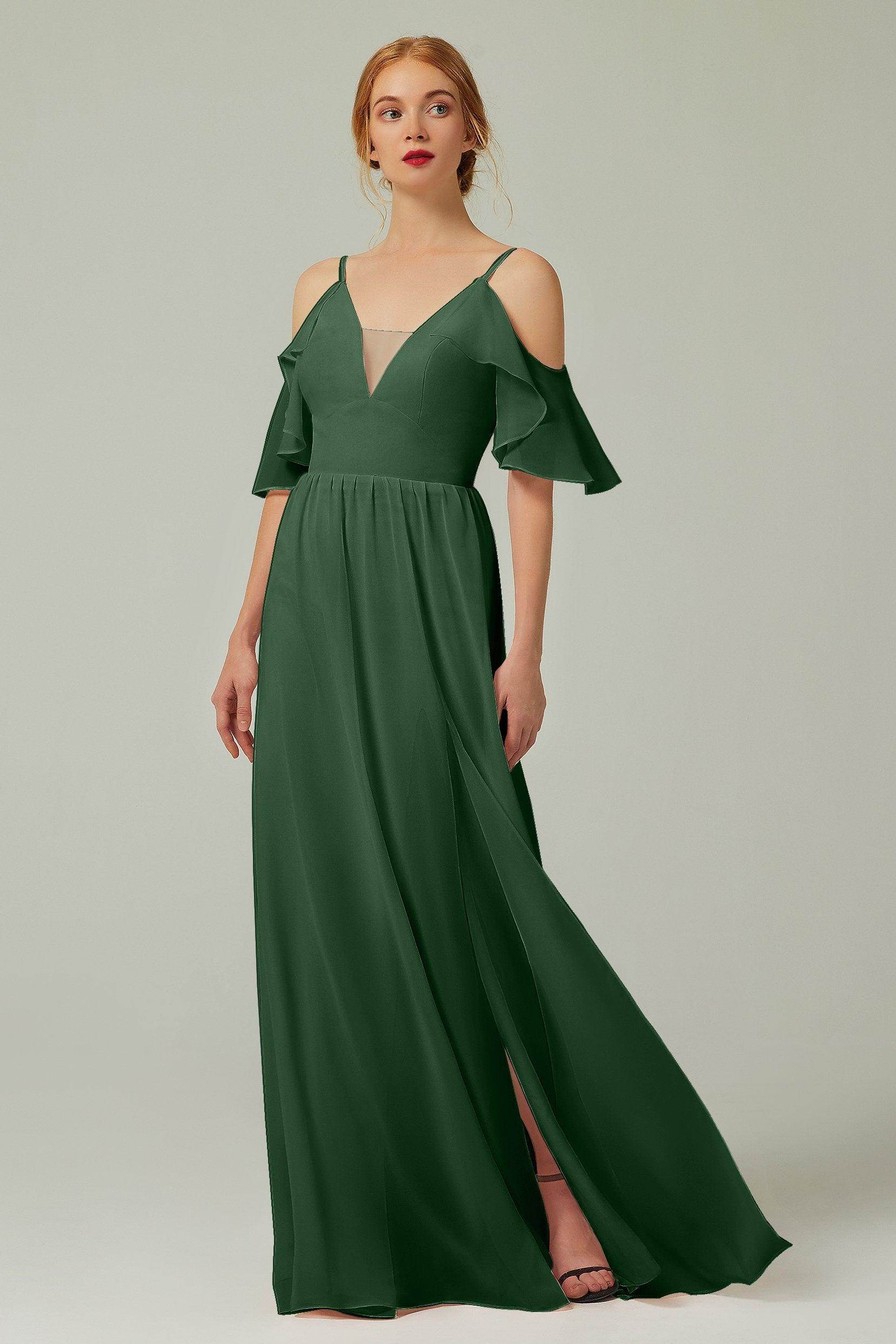 A-Line Floor Length Chiffon Bridesmaid Dress CB0236 - COCOMELODY