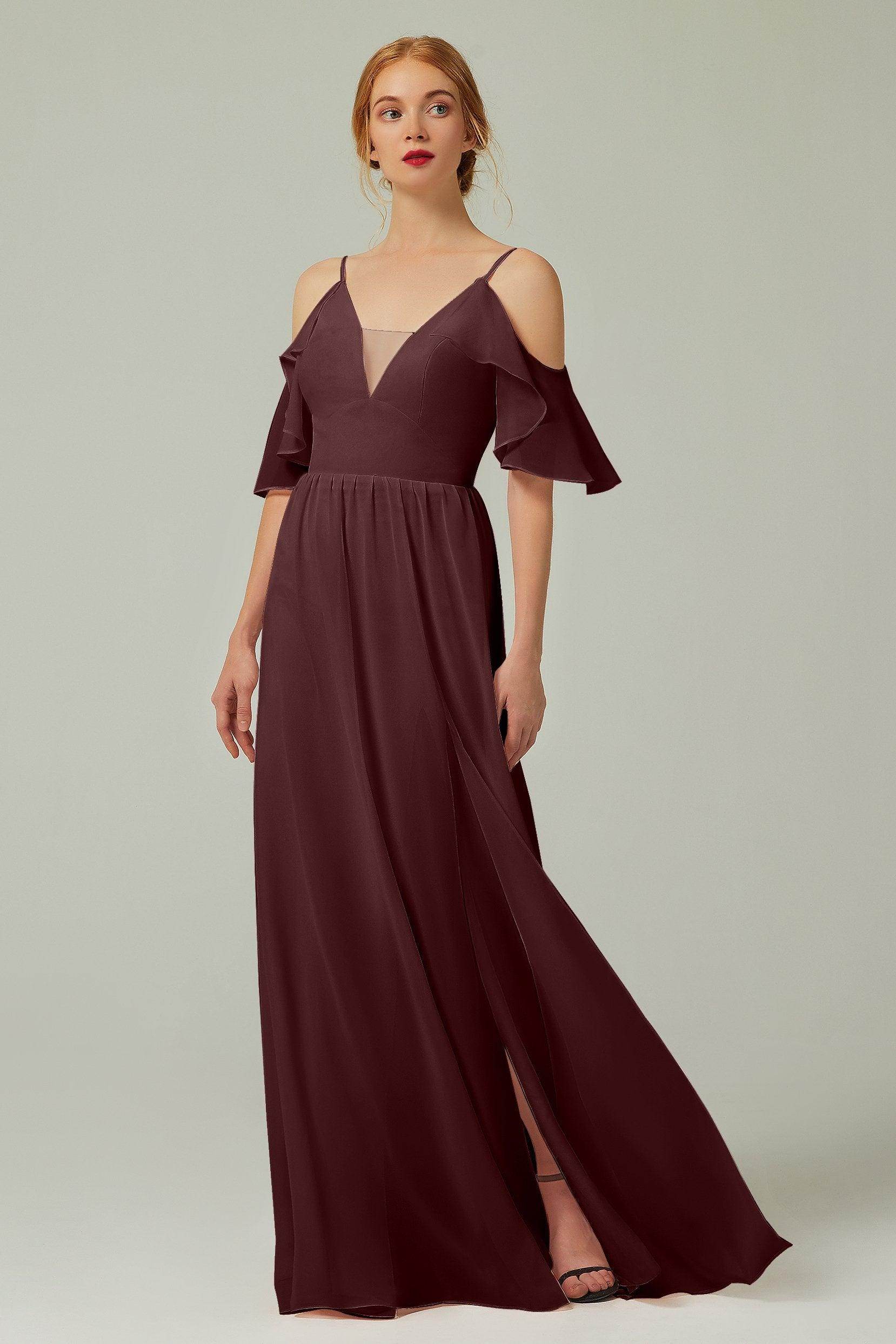 A-Line Floor Length Chiffon Bridesmaid Dress CB0236 - COCOMELODY