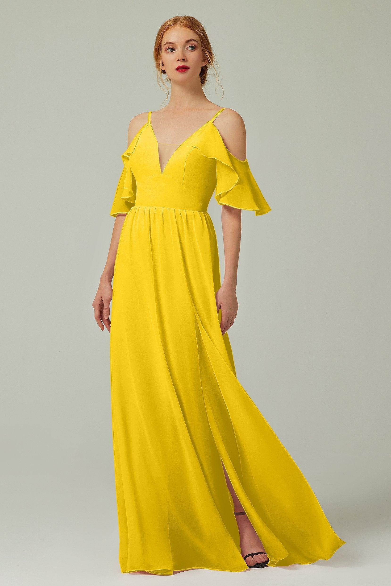 A-Line Floor Length Chiffon Bridesmaid Dress CB0236 - COCOMELODY