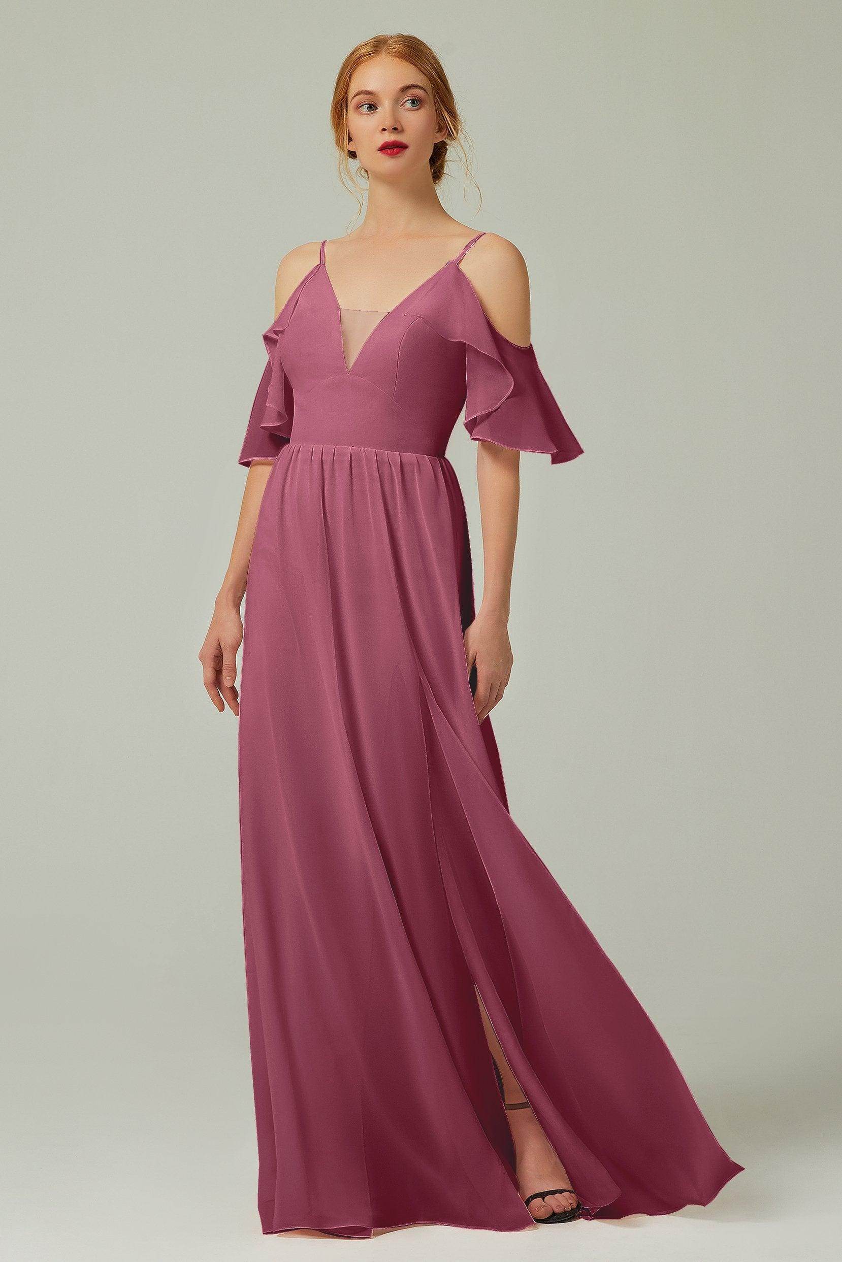 A-Line Floor Length Chiffon Bridesmaid Dress CB0236 - COCOMELODY