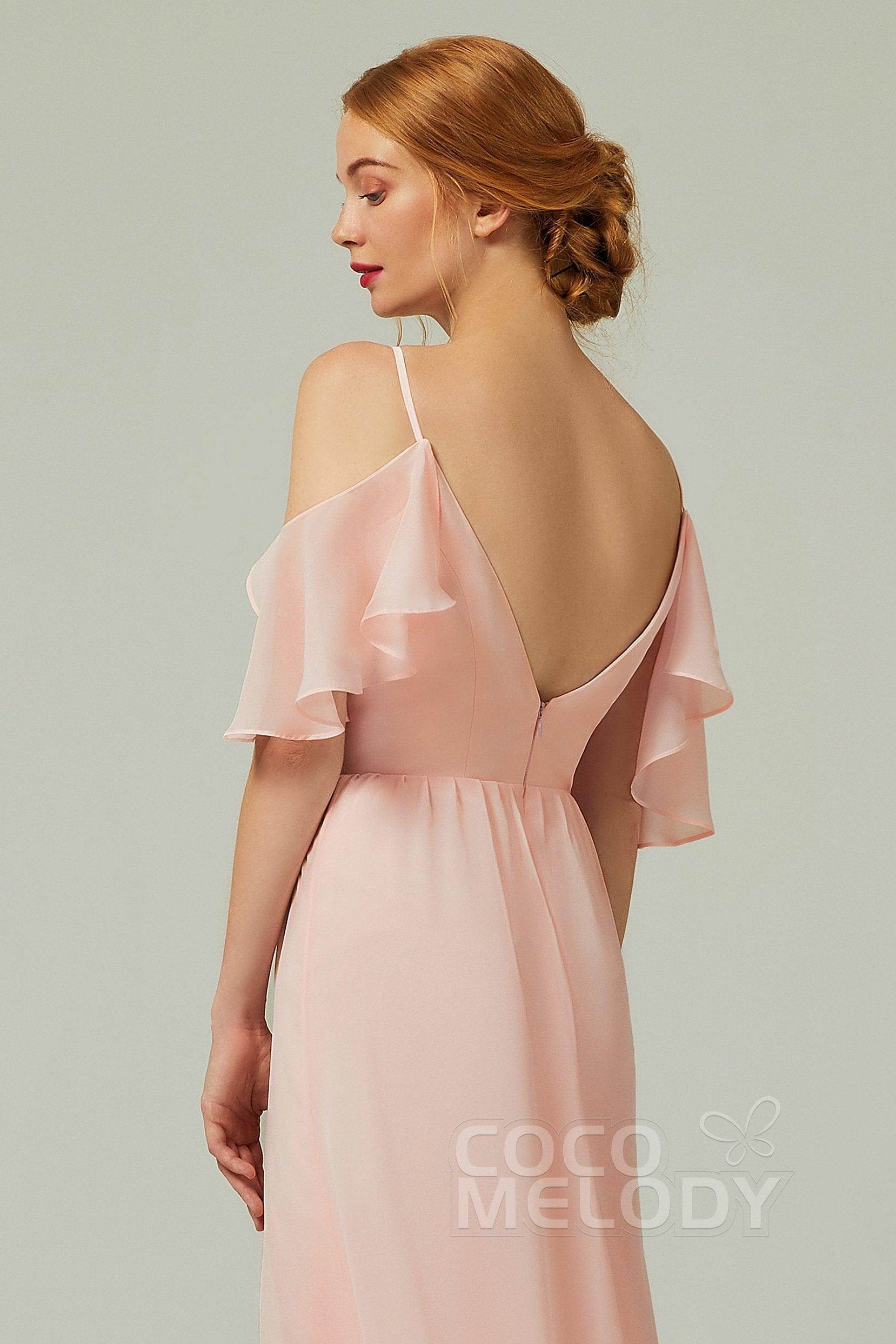 A-Line Floor Length Chiffon Bridesmaid Dress CB0236 - COCOMELODY